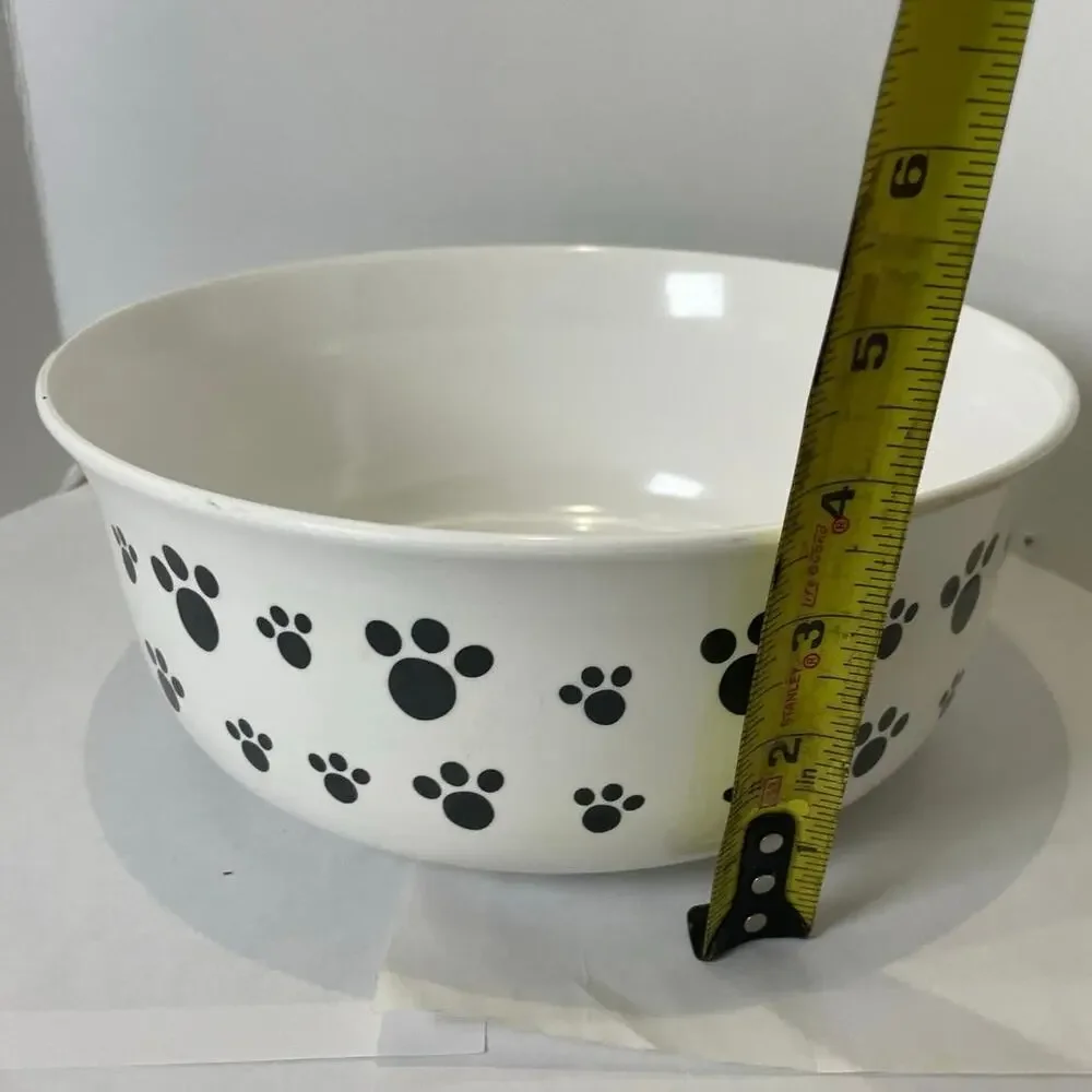 DOG DINNER BOWL LARGE SZ FIDO’S DINNER PLATE PAWS PRINT‎ PETS ARE BEST FRIEND
